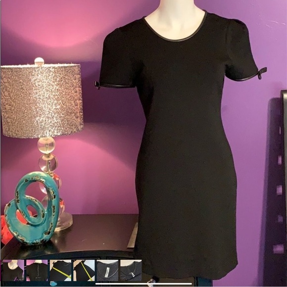 Valentino Black Dress with Leather Bow Trim. Size M - Picture 2 of 8